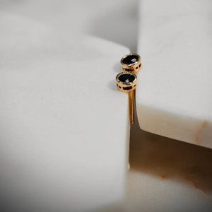 Sapphire .61Ctw Stud Earrings 14k Yellow Gold